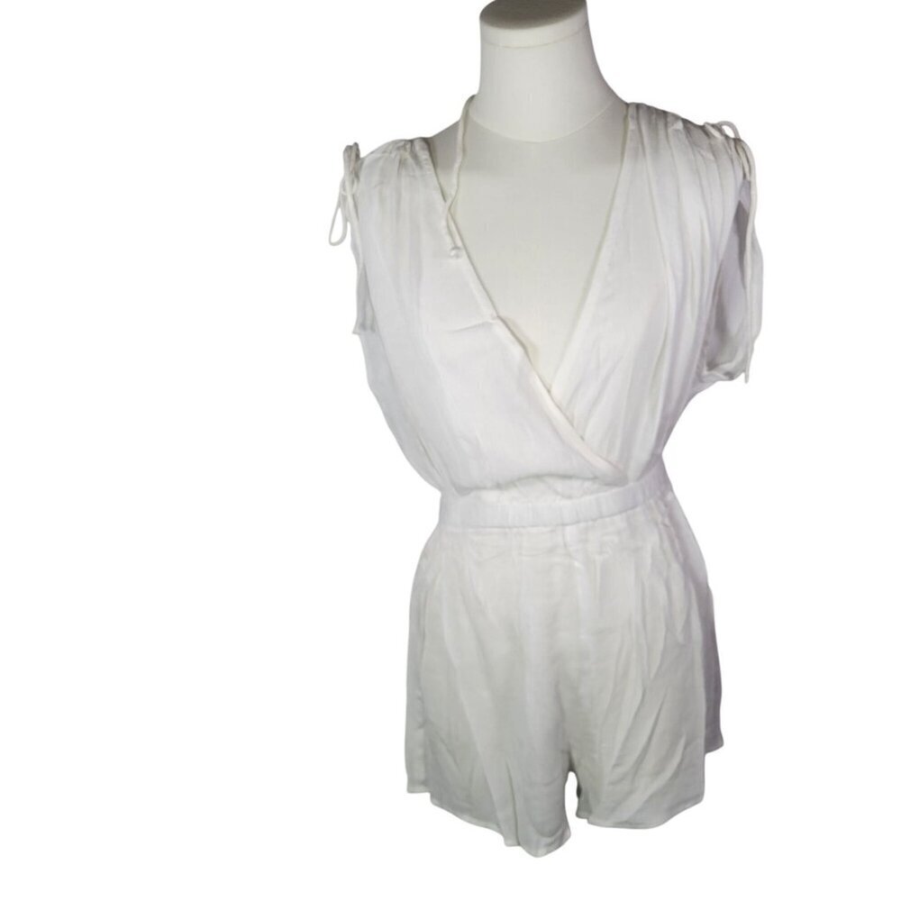 ASOS Design White Sleeveless Lightweight Elastic Waist Coverup Romper Size M